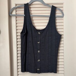 Black Button-Down Tank Top